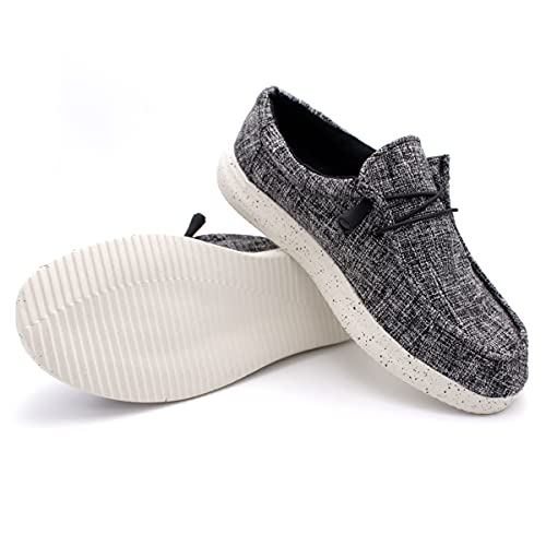 Mens Hola Canvas Upper Fashion Slip On Black Woolen Loafers2