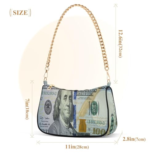 Shoulder Bags for Women 100 Dollar Bill Print Hobo Tote Handbag Small Clutch Purse with Zipper Closure3
