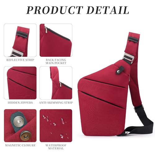 Image of Anti Theft Crossbody Bag,Sling Bag for Women Men,Multi-pocket Chest Shoulder Bag for Travel, Sport, Work