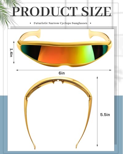 Image of 4 Pairs Futuristic Narrow Cyclops Sunglasses Robot Space Costume Color Mirrored Lens