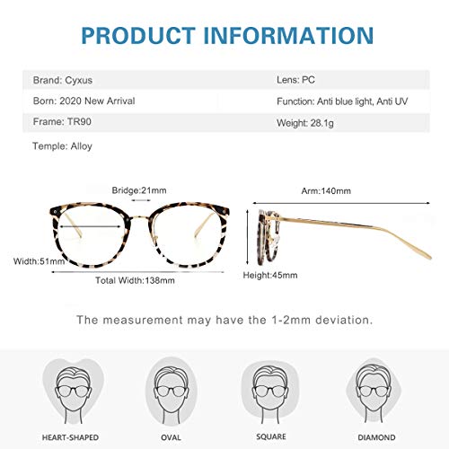 Image of Cyxus 2 Pack Blue Light Glasses for Women, Blue Light Blocking Computer Eyeglasses for Woman Anti Eye Fatigue Eyewear Reduce Headaches