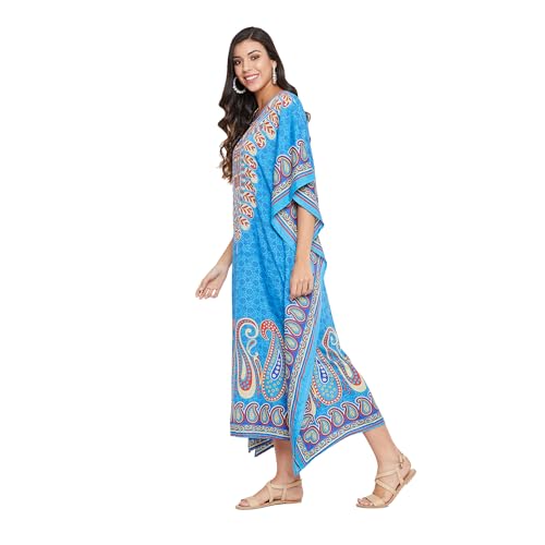 Image of Oussum Women Polyester Casual Long Plus Size Beach Caftan Cover Up Maxi Dress 1X-3X Summer Kaftan Dresses for Women
