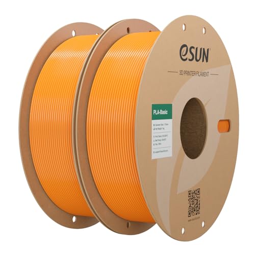 Image of eSUN PLA Basic Filament 1.75mm, 3D Printer Filament High Speed PLA for Fast Printing, 1KG per Spool, 2 Spools High Speed 3D Printing Filament, Orange