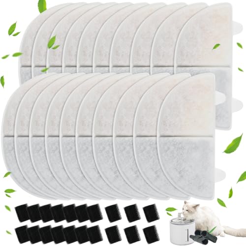Zithgen 20 Stück Trinkbrunnen Filter, Ersatzfilter für Trinkbrunnen Katzenbrunnen Filter mit Harz, Aktivkohle, Haustier Wasserbrunnen Ersatzfilter Katzen Wasserfilter für Katzen und Hunde