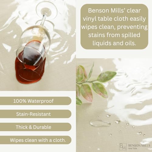Benson Mills Heavy Duty Crystal Clear Plastic 100% Waterproof Tablecloth Protector, Vinyl PVC Rectangle Table Cloth, Oil Spill Proof Wipe Clean Table Cover for Dining Tables (60" x 84" Rectangular) - Image 6
