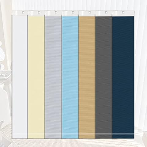 HousCa Veritcal Blinds Replacement Blinds Slats, Custom Solar Fabric Blackout Window Blinds for Patio Doors, Windows, Sliding Doors, 3.5 Inches Wide Replacement Slats, Beige White Cover