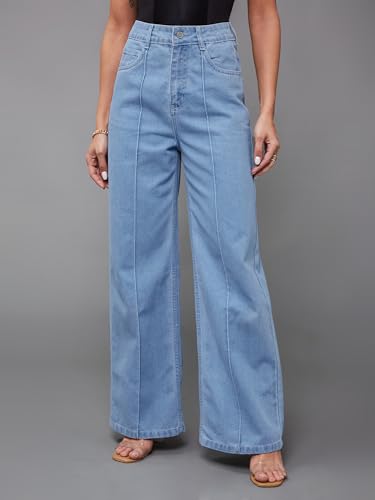 Image of Miss Chase Women's Wide Leg High Rise Regular-Length Stretchable Denim Jeans