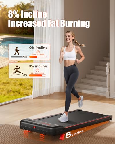 Image of TREAFLOW Walking Pad,Treadmill with Incline for Home Office, 2.5HP Portable Under Desk Treadmill with 265 Lbs Capacity,Remote Control, Led Display