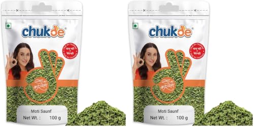 Image of Chukde Moti Saunf, Big Fennel Seeds Whole Spices, 300g, Pack of 200g x 3