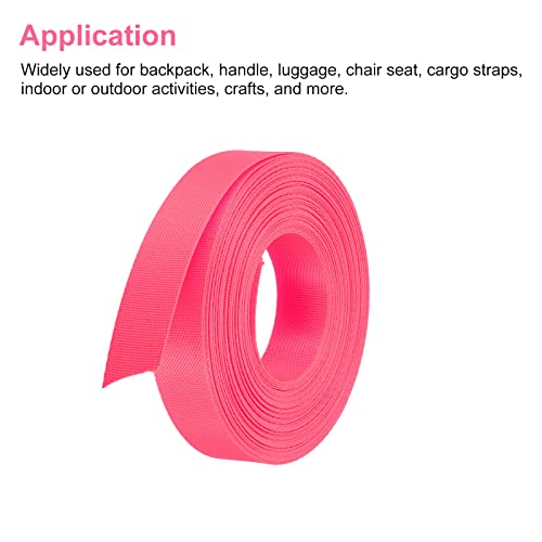 Image of MECCANIXITY Flat Nylon Webbing Strap 1 Inch 15 Yards Bright Rose Red for Backpack Cargo Strap Luggage-rack