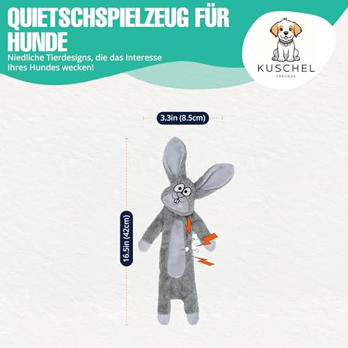Hundespielzeug ohne Füllung, Quietschendes Plüschspielzeug, Robustes Kauspielzeug & Beschäftigung für kleine und mittelgroße Hunde, (Kaninchen) von Kuschelfreunde