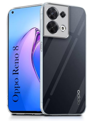 Image of Jkobi Back Cover for Oppo Reno 8 5G (Silicone Clear Shockproof Case with Camera Protection | Soft and Flexible | Transparent)
