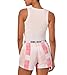 DKNY Women's 2 Piece Outfit Clothing Set - Tank Top & Short (Pearl Cream Pink Plaid Stripe Print, Large)