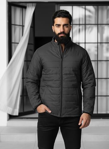 Image of TAGAS JACKET|mans Winter Puffer Jacket| Men's Solid Black Quilted Puffer Jackets | Lightweight Warm Winter Wear | Full Sleeve Front Zip Closure | Casual Outdoor Travel Jacket for Men