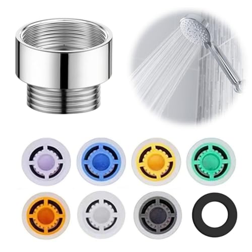 8 Pcs Shower Flow Reducer Limiter Set Water Flow Saver Adapter Set Flow Reducer Limiter 1/2 Inch Flow Restrictor Control Valve for Fixed Shower Head Handheld Shower 1.2/1.5/1.8/2/ 2.2/2.5 GPM