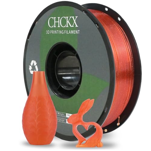 CHCKX Crystal PLA 3D Printer Filament, Dimensional Accuracy +/- 0.02 mm, 1 kg Spool(2.2lbs), 1.75 mm,Crystal Orange