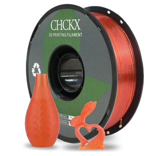 CHCKX Crystal PLA 3D Printer Filament, Dimensional Accuracy +/- 0.02 mm, 1 kg Spool(2.2lbs), 1.75 mm,Crystal Orange