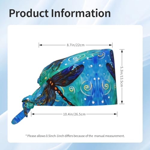 Image of Cute Pug Dog Print Working Cap Scrub Cap with Sweatband,Adjustable Fashion Bandage Tie Back Hat Headwear for Women Men