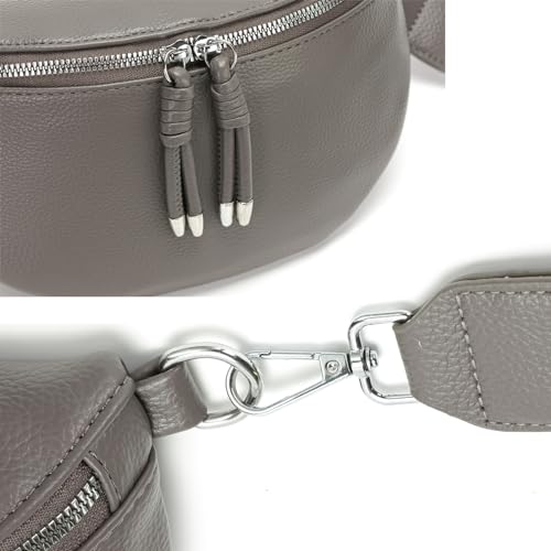 YISUOHOOM Bauchtasche Damen Umhängetasche klein Crossbody Bag Veganes Leder Brusttasche Kleine Handtasche Grau Geschenke für Frauen