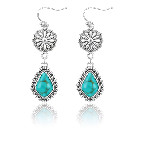 ecozran Turquoise Pendant Earrings for Women 925 Sterling Silver Retro