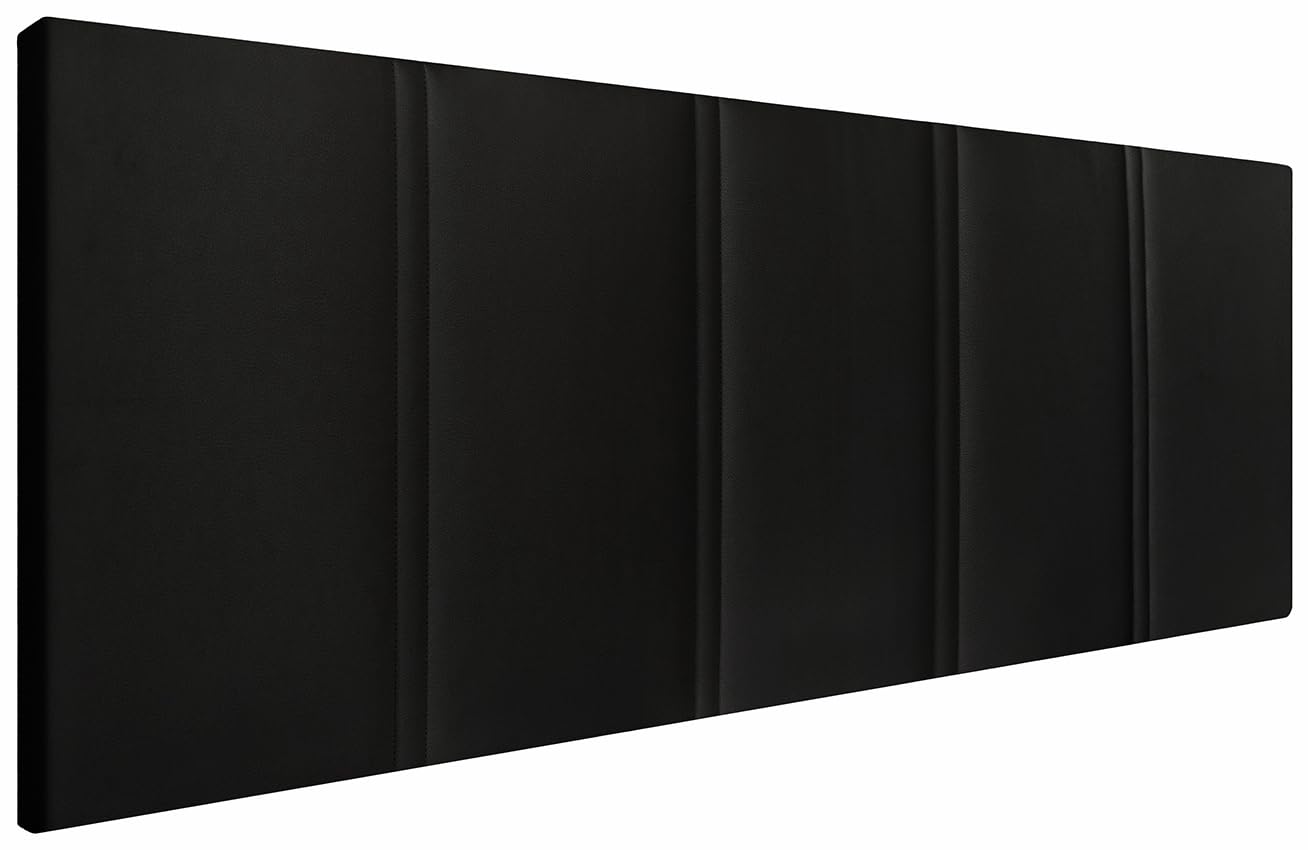 HOGAR24 ES | Cabecero Tapizado Amur | Cabezal de Cama Acolchado | Tapizado en Polipiel de Alta Gama | Color Negro | Medida: 155x55x3cm (Cama 150/160 cm)