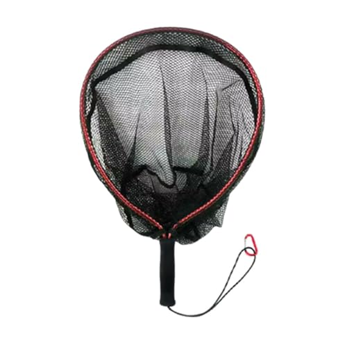 Fishing Landing Net with Lanyard Supplies Portable Trout Fishing Accessories Gear Fish Catching Net Fish Net for Boat Outdoor, Red