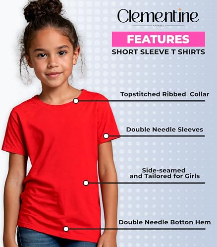 Clementine Big Girls' Everyday Crew Neck Tee Shirt Assorted 3 Pack, Black/Black/White,Small4