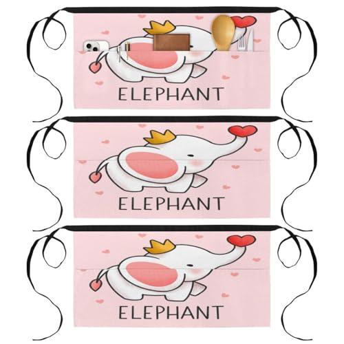 Tablier court de cuisine lot de 3 idéal pour pâtisserie et bistro éléphant