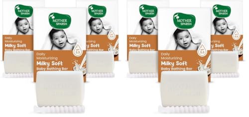 Image of Mother Sparsh Moisturizing Milky Baby Bathing Soap Bar - 75g X 3 | pH 5.5 with Milk, Coconut Oil and Vitamin E, Prevents Dryness & Rashes (Pack of 2)