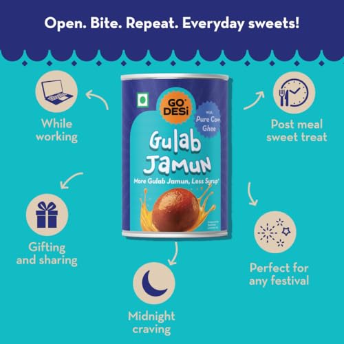 Image of GO DESi - Gulab Jamun | Made with Pure Cow Ghee | 9 pieces| 500 grams| Indian Mithai | Classic sweets | Sweets Gift Pack