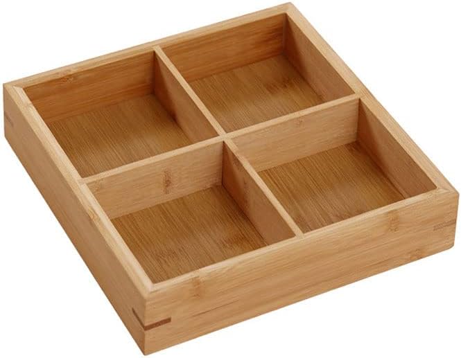 Divided Wooden Tray, Veggie Tray Serving Tray Divided Platter Wooden Food Server Multi Compartments Serving Tray for Hot Pot Restaurants Sushi Plate (4 Compartments)