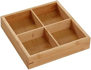 Divided Wooden Tray, Veggie Tray Serving Tray Divided Platter Wooden Food Server Multi Compartments Serving Tray for Hot Pot Restaurants Sushi Plate (4 Compartments)