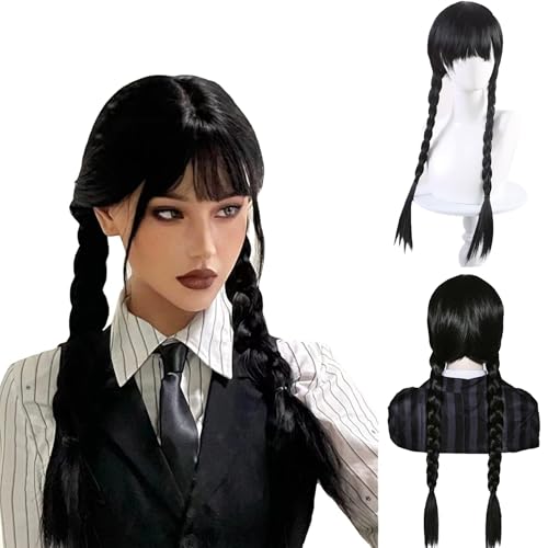 Wednesday Perücke Damen Halloween Perücke Damen Mittwoch Wigs