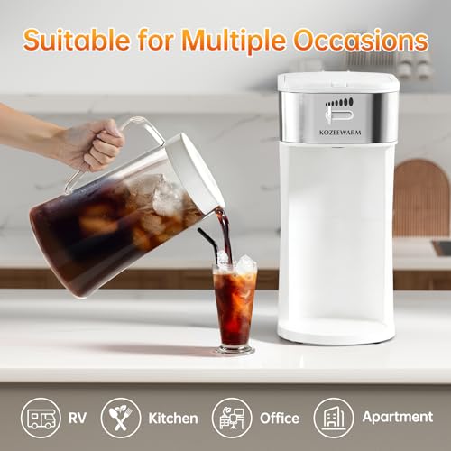 Image of Iced Coffee Tea Maker With Reusable Filter Basket 3 QT Pitcher Iced Tea And Coffee Machine, Tea Makers For Iced Tea, Lattes, Lemonade And Flavored Water (3QT 2)