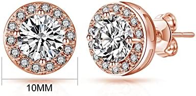 Rose Gold Plated Halo Earrings Created with Zircondia® Crystals