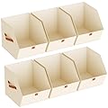 Homsorout Fabric Closet Storage Cubes - 6 Pack Square Storage Bins with Dual Handles for Clothes, Towels, Toys, Cube Storage Organizers for Bedroom, Nursery, Shelves, Closet, Small Spaces, Beige
