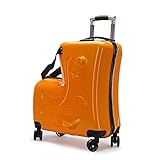 Orange Kid‘s Luggage Trolley Wheels Unisex Chi-ldren Scooter Suitcase Rideable Hard Shell Box...