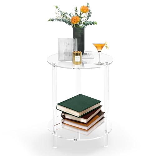 CHONOVO Clear Round Side Table