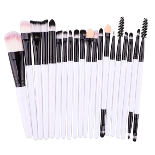 OAFVRKSLR メイクブラシ 20本 美容ツールセット アイシャドウブラシ メイクトイレセット ウールメイクブラシセット 白棒20本+黒チューブ