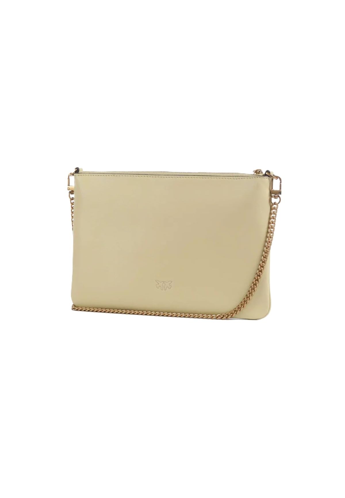 Pinko Borsa a Tracolla in Pelle, Giallo Vaniglia, 24 x 16.5 x 2 cm, con Cerniera, Tasca Interna, Tracolla Amovibile in Catena, Galvanica Oro Antico