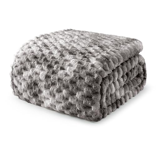 Image of Exclusivo Mezcla Queen Size Fleece Blanket for Bed, 90x90 Inches Stylish Jacquard Velvet Soft Blanket, Fuzzy Cozy Lightweight for Winter, Tie-dye Grey