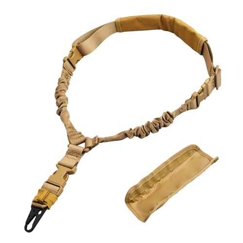 Dokeno 1 Punto Sling Airsoft Correa Táctica Ajustable, Correa de Pistola, Cuerda de Seguridad de Pistola Portátil Múltiples Eslingas de Pistola para Caza CAM Deportes al Aire Libre(Negro/Marrón)