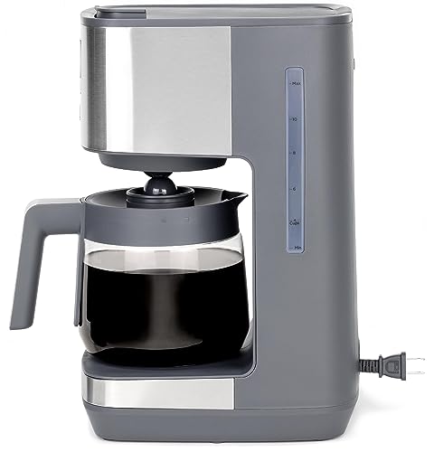 Image of GE Drip Coffee Maker With Timer | 12-Cup Glass Carafe Coffee Pot With Adjustable Keep Warm Plate | Wide Shower Head for Maximum Flavor | Kitchen Essentials | Stainless Steel