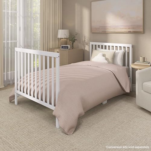 Image of Dream On Me Edgewood 4-in-1 Convertible Mini Crib in White