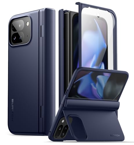 SURITCH Google Pixel 9 Pro Fold�Ή��P�[�X�i�L�b�N�X�^���h�A�q���W�J�o�[�A�X�N���[���v���e�N�^�[�t���j�X�����Ŋ��ȑϏՌ��ی�J�o�[�iPixel 9 Pro Fold 2024�p - �u���[