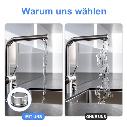 Wasserhahn Sieb M24 - COOLUCK 10 Stück Wasserhahn Strahlregler Aufsatz Außengewinde, Mischdüse Einsatz mit Edelstahlfilter und Verchromten Mischdüsenschlüssel, für Wasserhähne