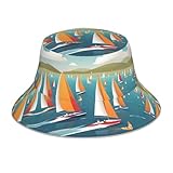 WHJDPP Segelwettbewerb bedruckter reflektierender Fischerhut wendbarer Sonnenschutz für Damen und Herren schwarz