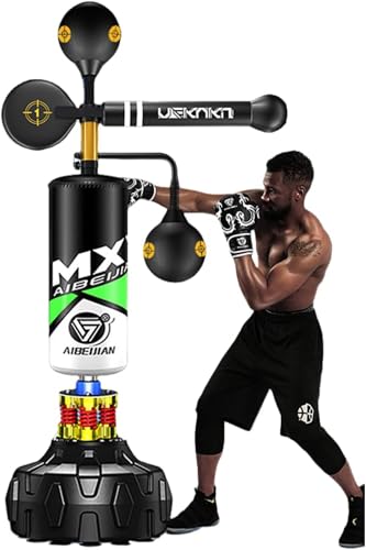 ボクシングパンチングボール サンドバッグ 自立式大人と子供のボクシングサンドバッグ反応回転垂直スティックターゲットホームトレーニングデバイスサンダ機器 子供 大人用 初心者用 ((アップグレード版)+)