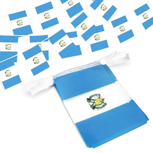 Image of Anley Guatemala String Flag Pennant Flags, Patriotic Events 15th of September Guatemala Independence Day Decoration Sports Bars - 33 Feet 38 Flags