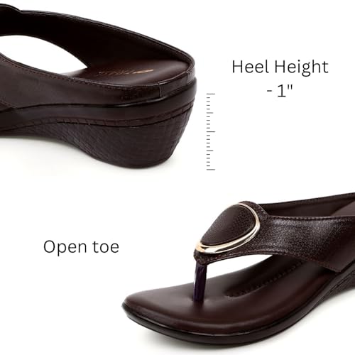 Image of TRASE Women's Fashion Sandal | Faux Leather, Comfortable & Stylish Wedges | Ideal for Casual & Formal Occasions 2 inches heel